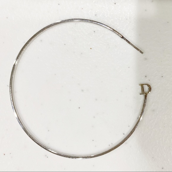 DIOR Silver Hoop XL Earrings Oblique Swarovski Crystal Vintage Authentic